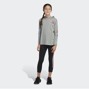 Adidas Girls' Long Sleeve Hooded Heather Graphic Tee XL